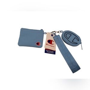 Champion Light Blue Keychain and Pouch Set